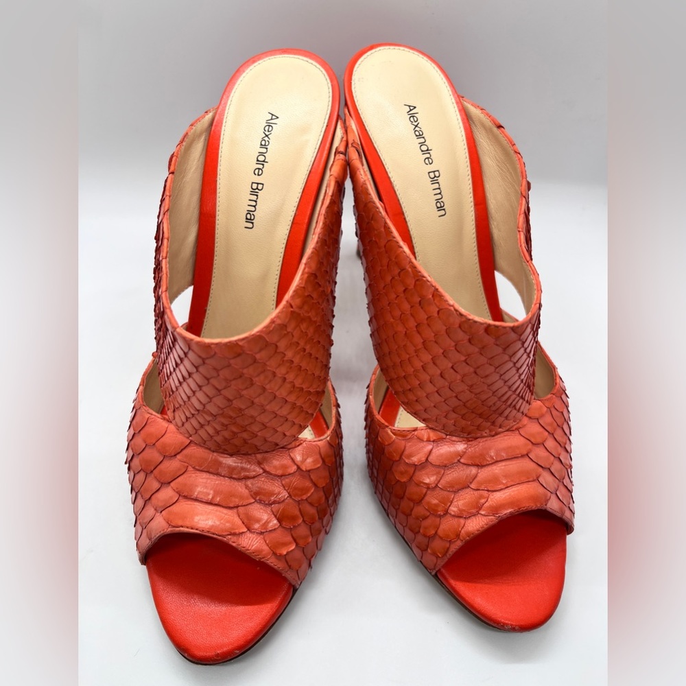 Alexandre Birman Heeled Snakeskin Mules, Sz 40/US9
